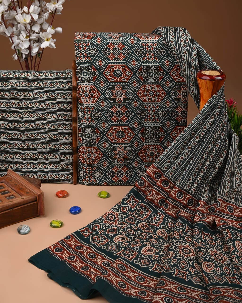 Ajrakh Print Suit with Ajrakh Dupatta