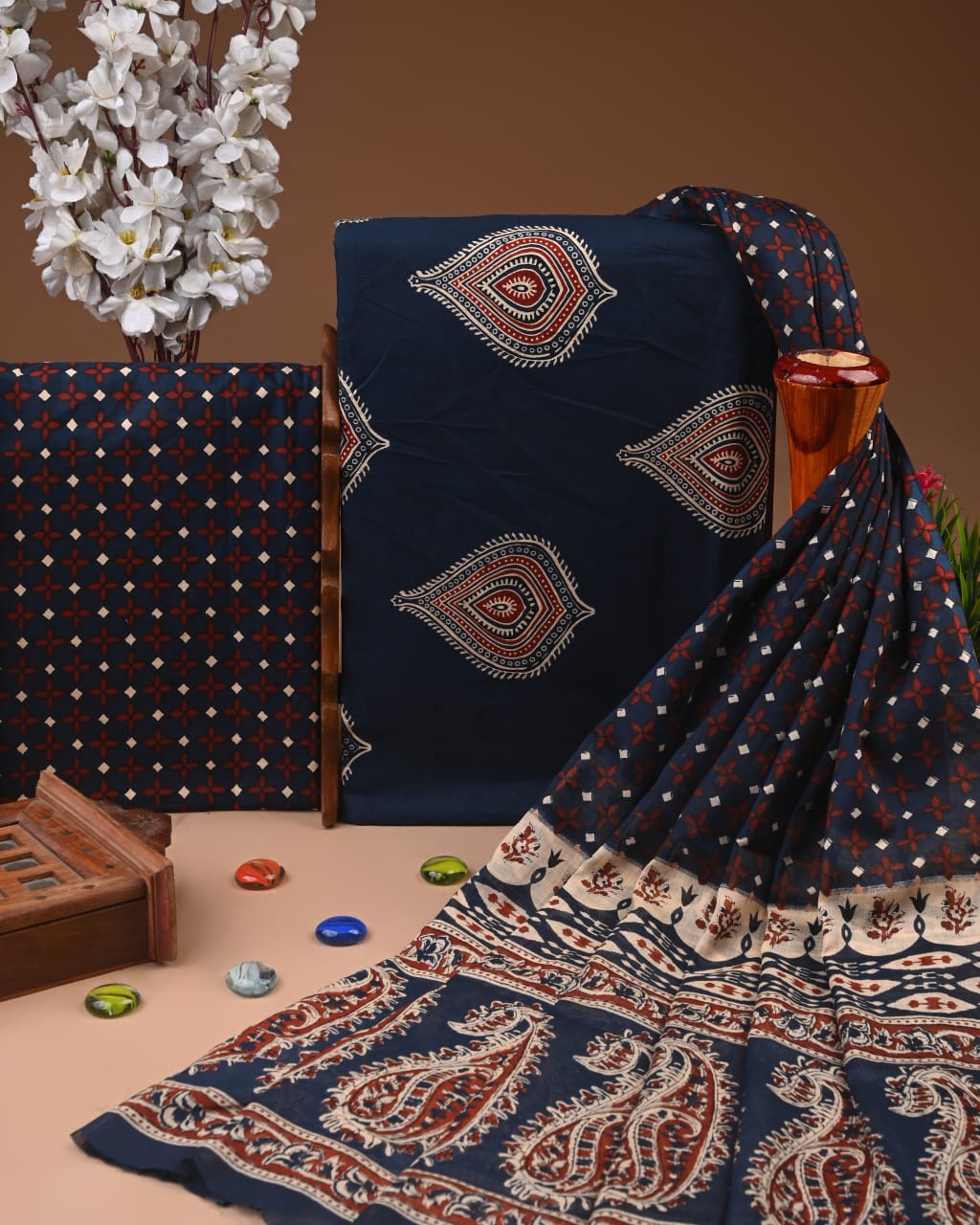 Block Printed Pure Cotton Suit with Cotton Dupatta