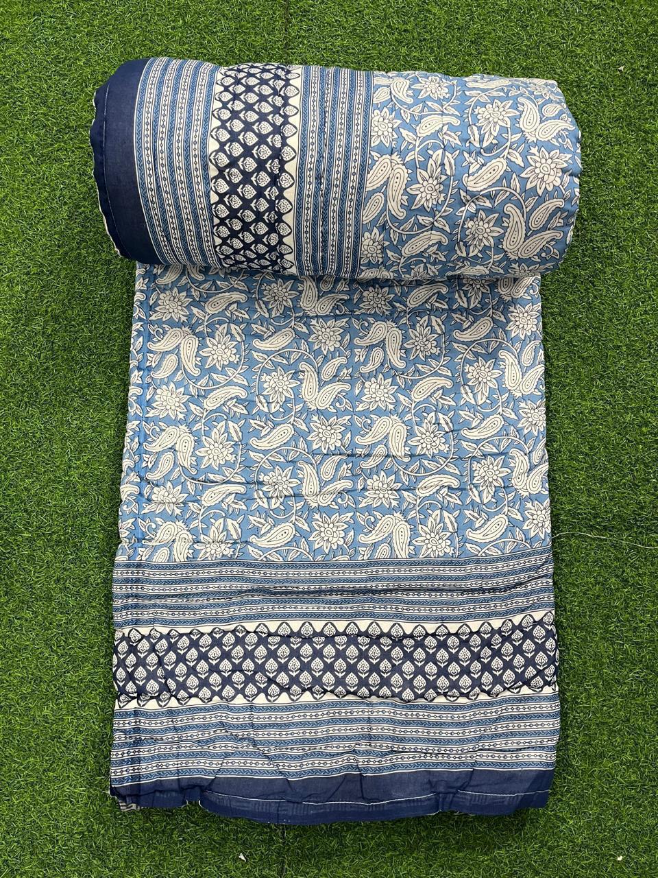 Floral Print Original Jaipuri Razai Double Bed