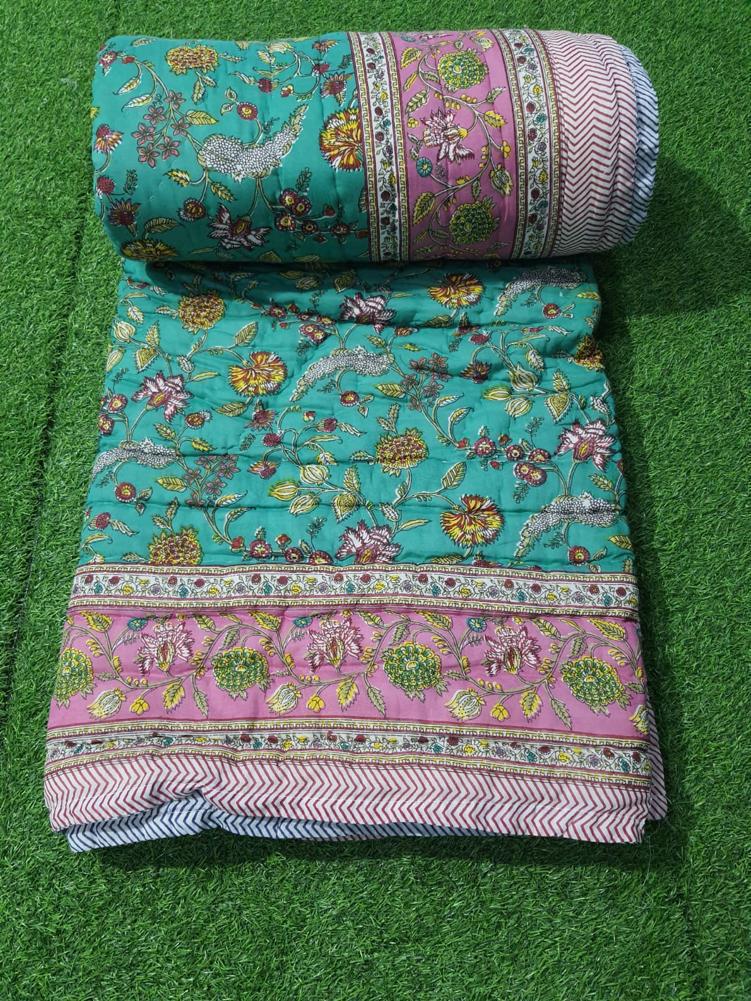 Floral Printed Jaipuri Rajai for Double Bed