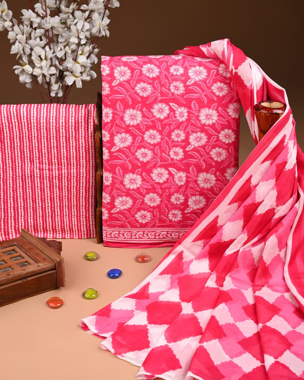 Hand Block Printed Pure Cotton Suit Set with Dupatta
