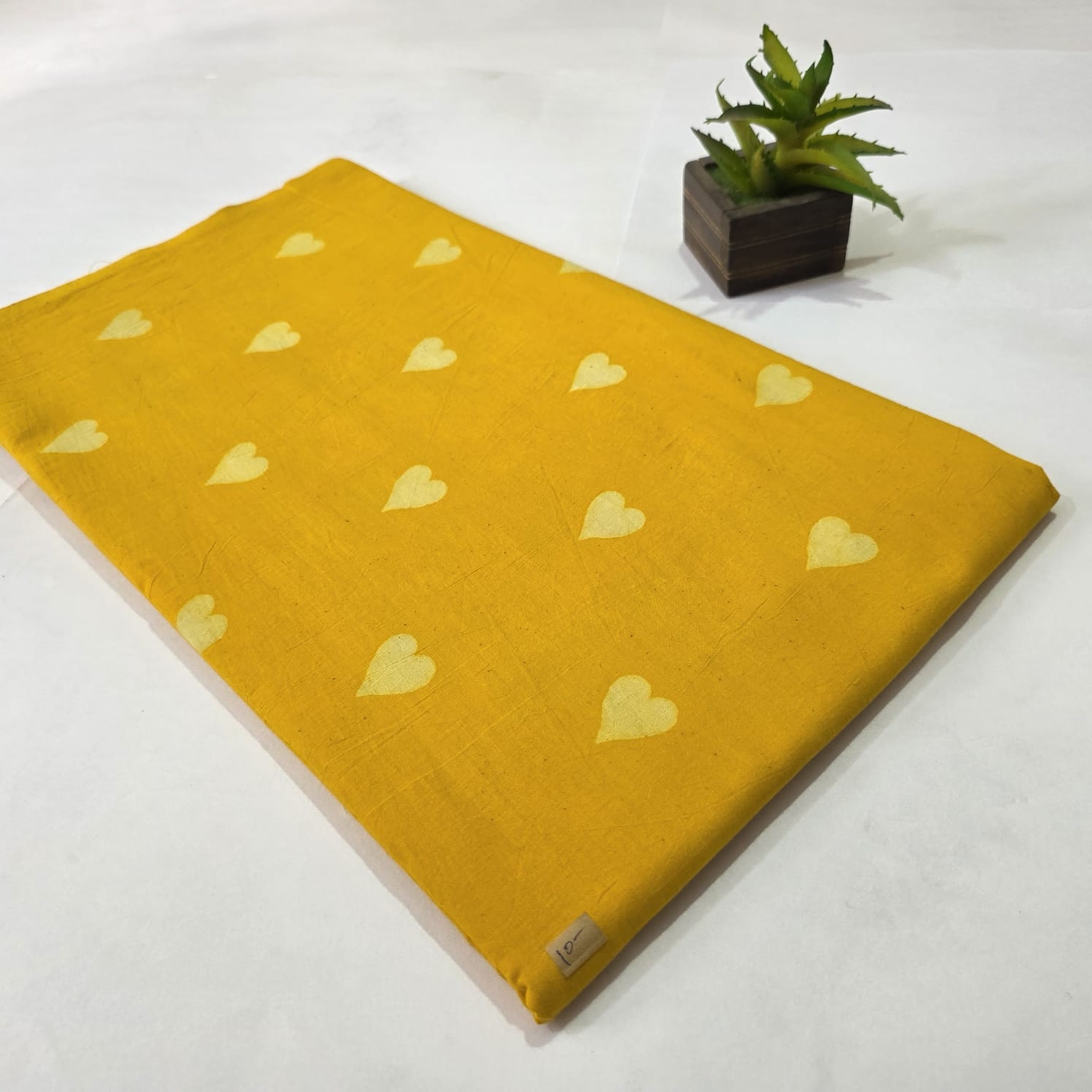 Heart Hand Block Printed Cotton Dabu Fabric