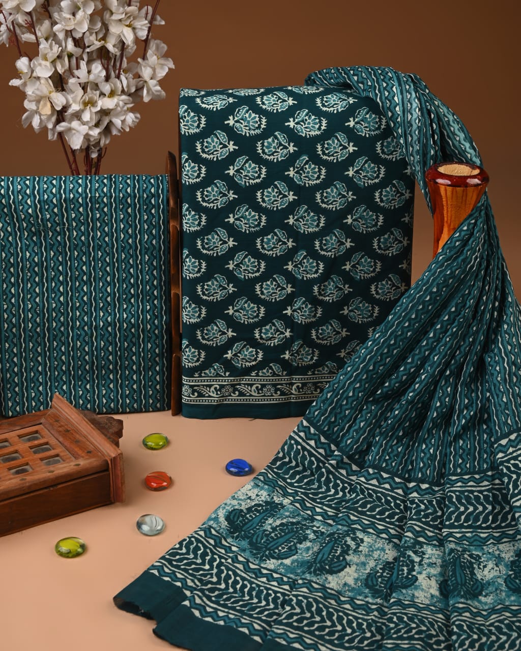 Jaipuri Cotton Suit Sets with Cotton Dupatta