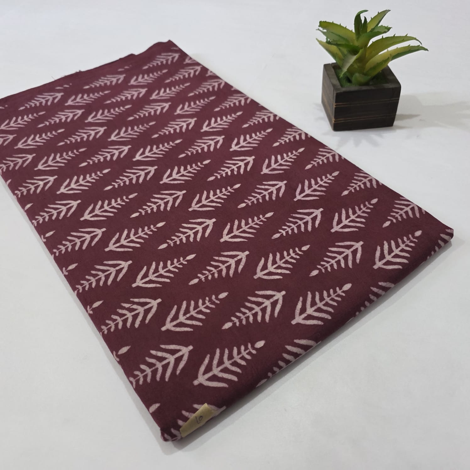 Leaf Dabu Cotton Hand Block Print Fabric Dress Material