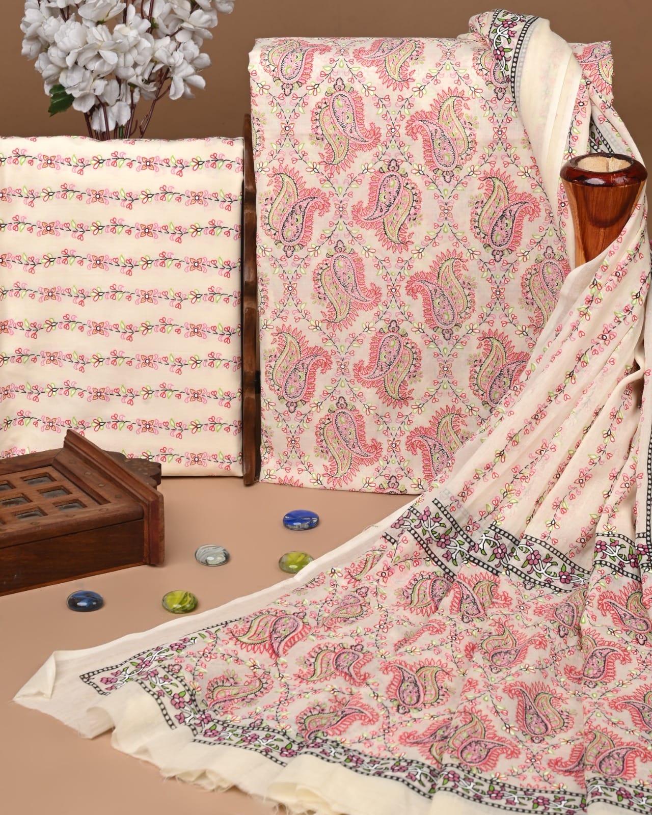 Paisley Hand Block Printed Pure Cotton Suit With Cotton Dupatta