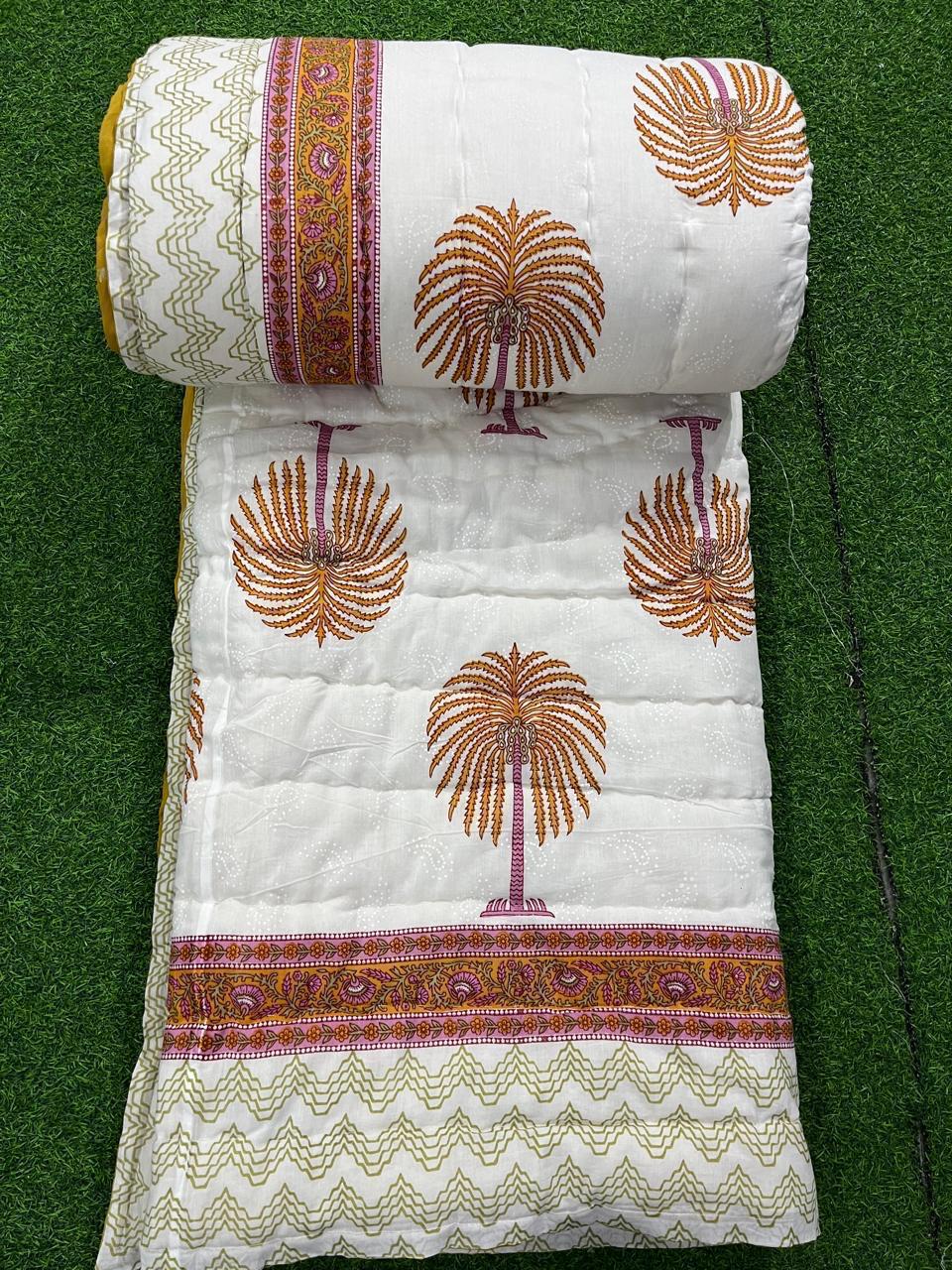 Palm Tree Printed Original Jaipuri Razai for Winter