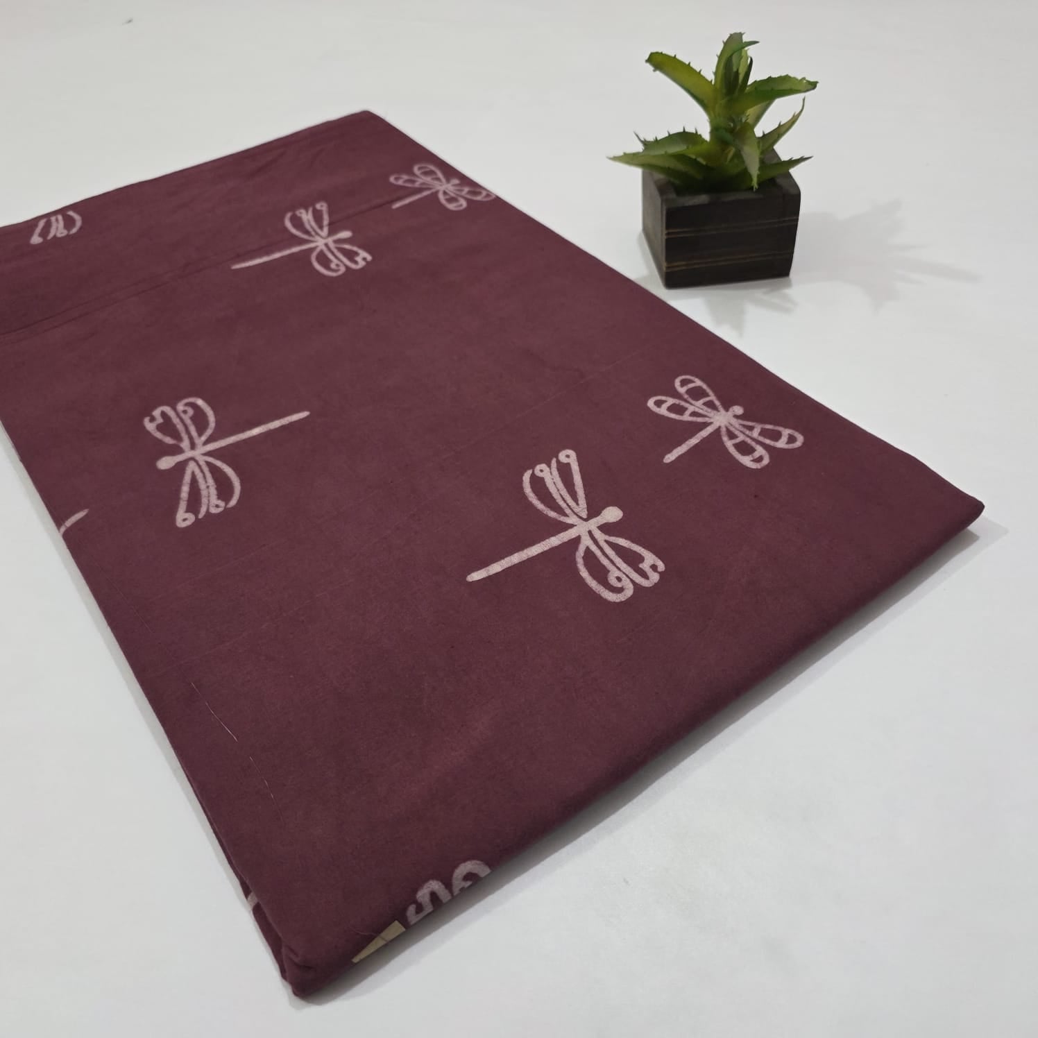 Premium Dragonfly Dabu Printed Cotton Fabric for Kurti