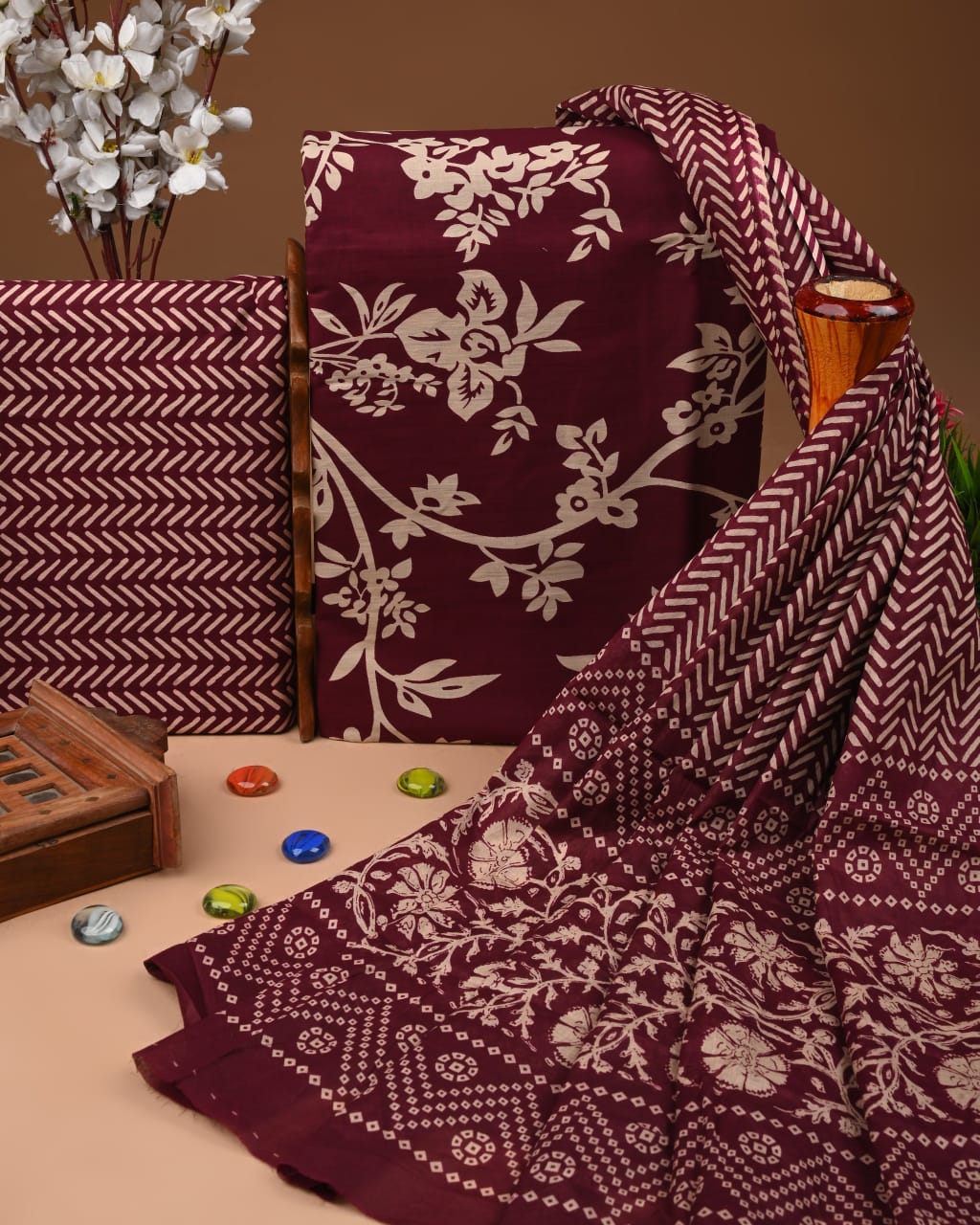 Premium Floral Cotton Suits with Cotton Dupatta