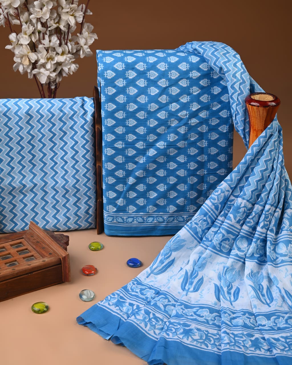 Printed Jaipuri Pure Cotton Suits with Cotton Dupatta