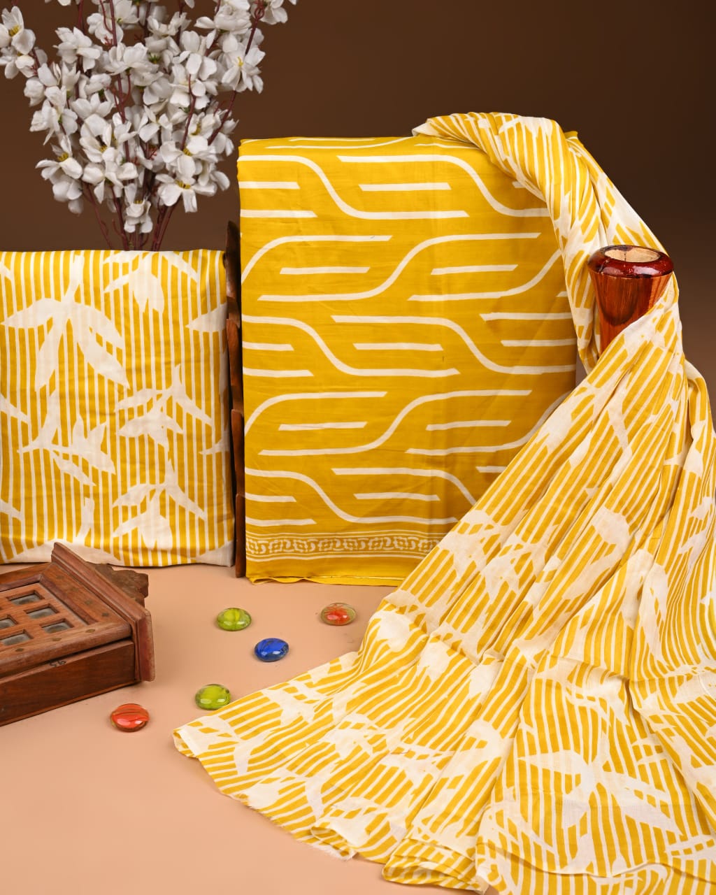 Stylish Unstitched Cotton Salwar Suit with Cotton Dupatta