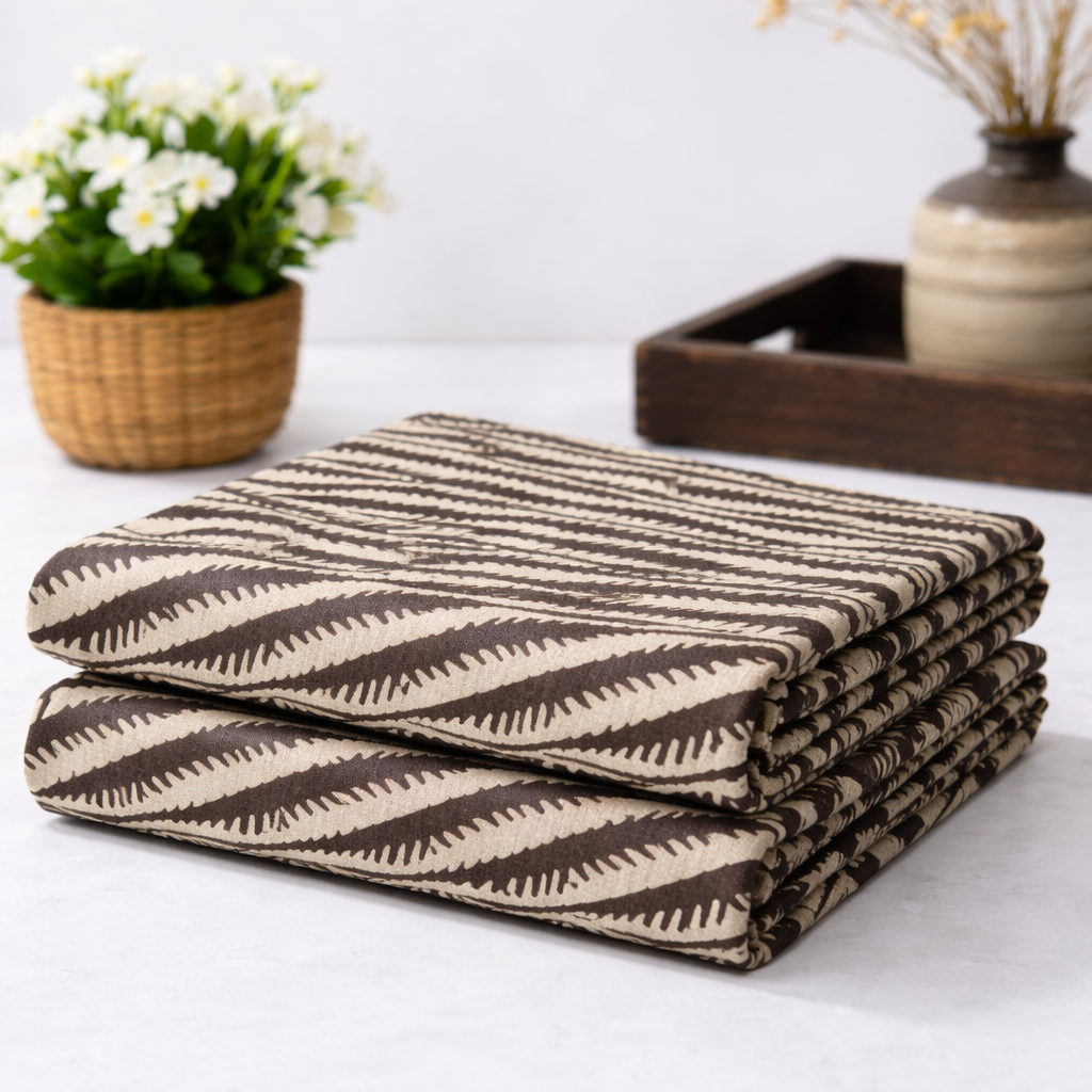 Zig Zag Organic Cotton Dabu Print Fabric for Clothing